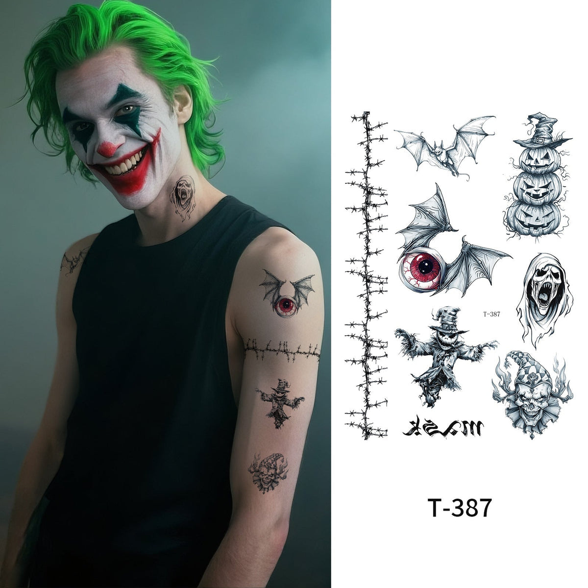 Halloween Joker Face Tattoo Sticker For Girls Party