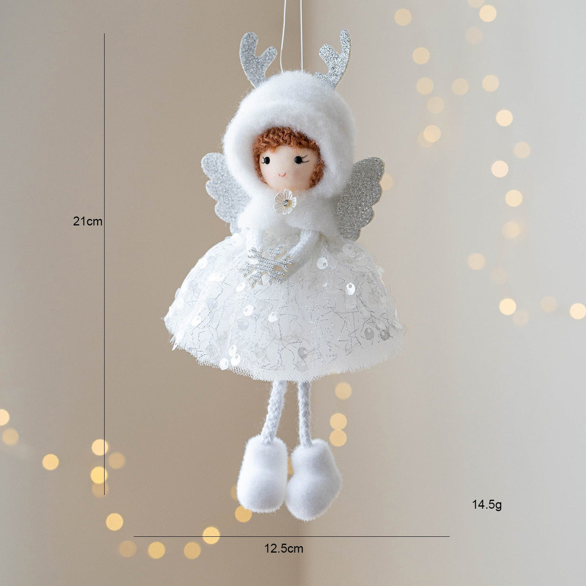 Christmas Decor Mesh Furry Hat Antlers Angel Eyes Girl