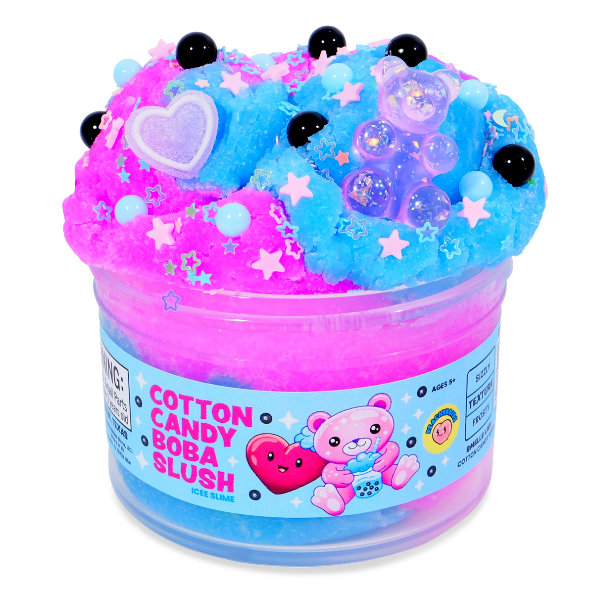 PeachyBbies 7 oz Cotton Candy Boba Slush Slime