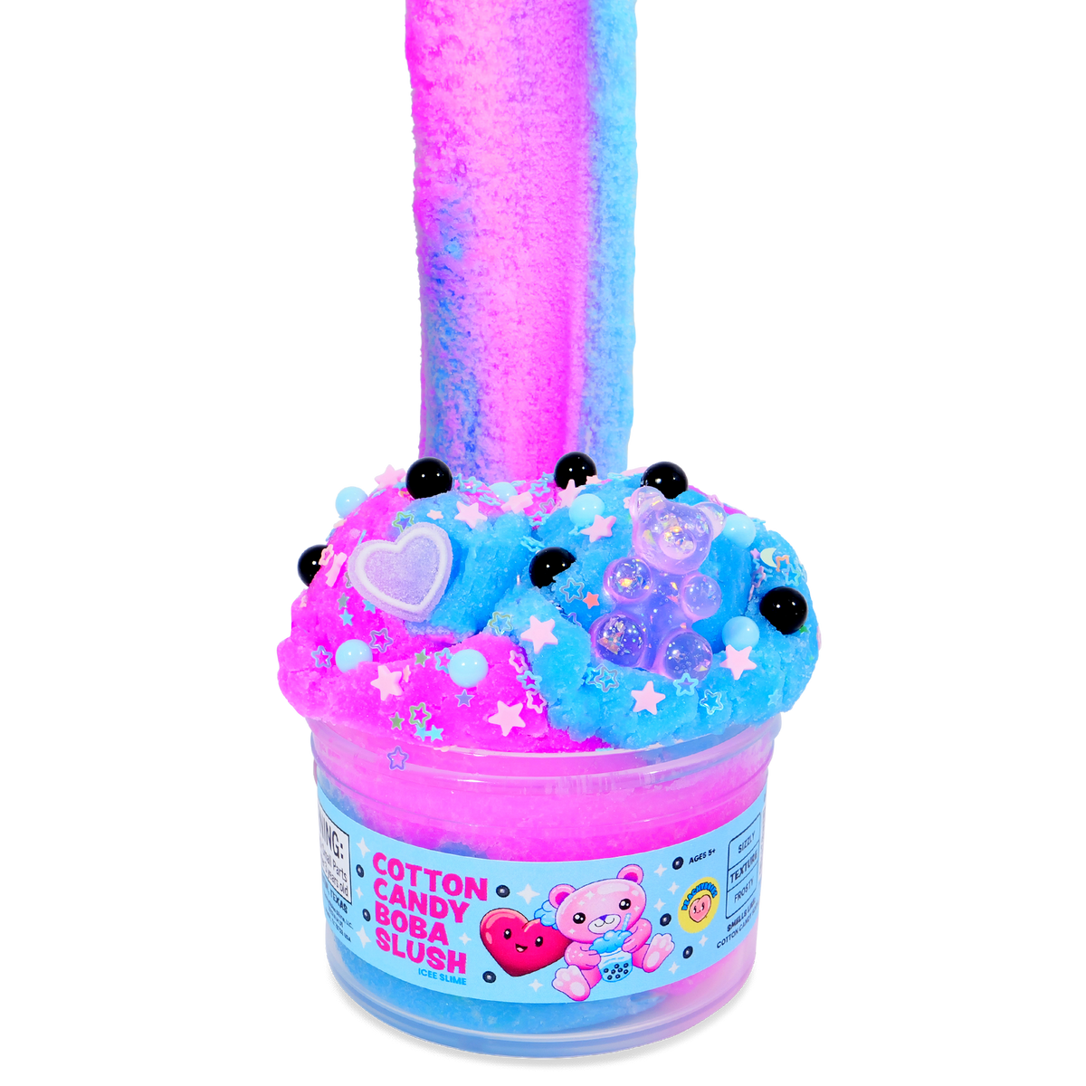 PeachyBbies 7 oz Cotton Candy Boba Slush Slime