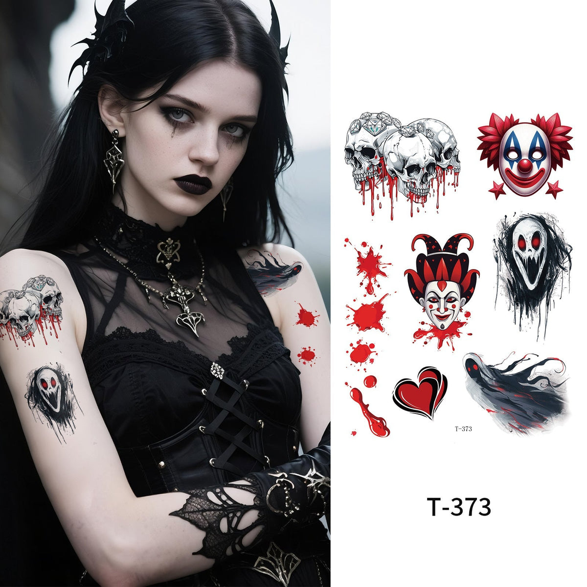 Halloween Joker Face Tattoo Sticker For Girls Party