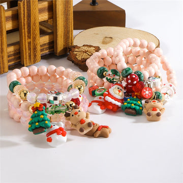 Santa Claus Christmas Tree Snowman Bracelet Set