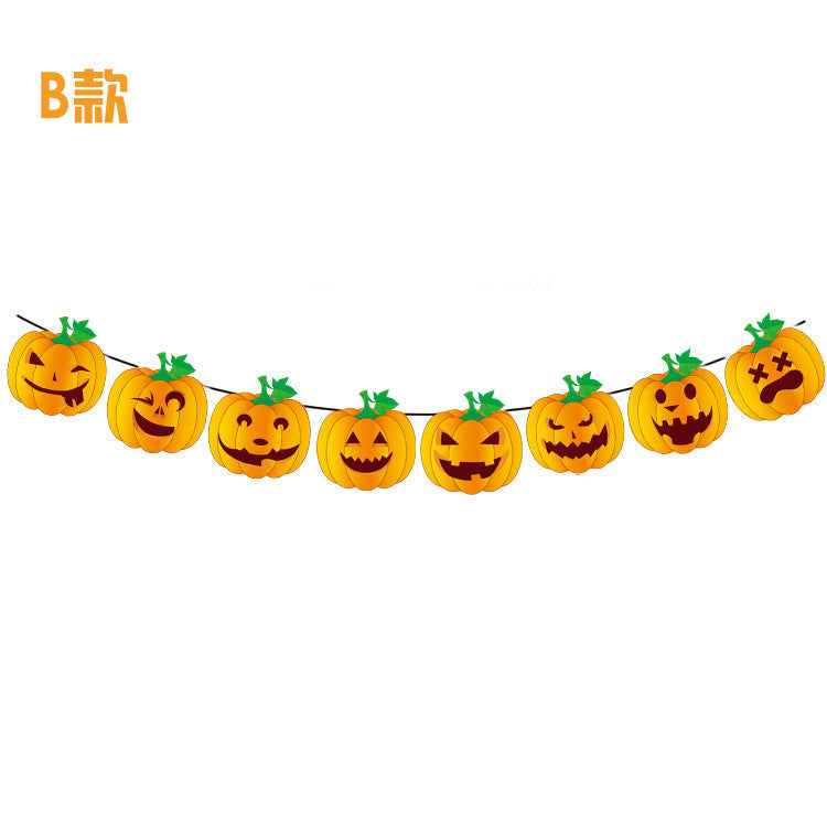 Halloween Party Pumpkin Head Banner Decorations