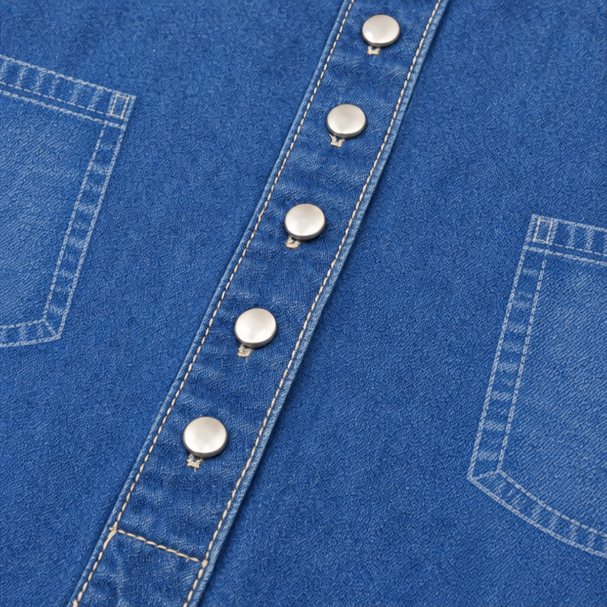 Pocketed Shirt Collar Denim Midi Dress