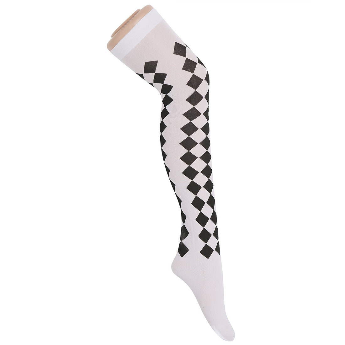 Black Checkered Striped Halloween Socks Clown Stockings