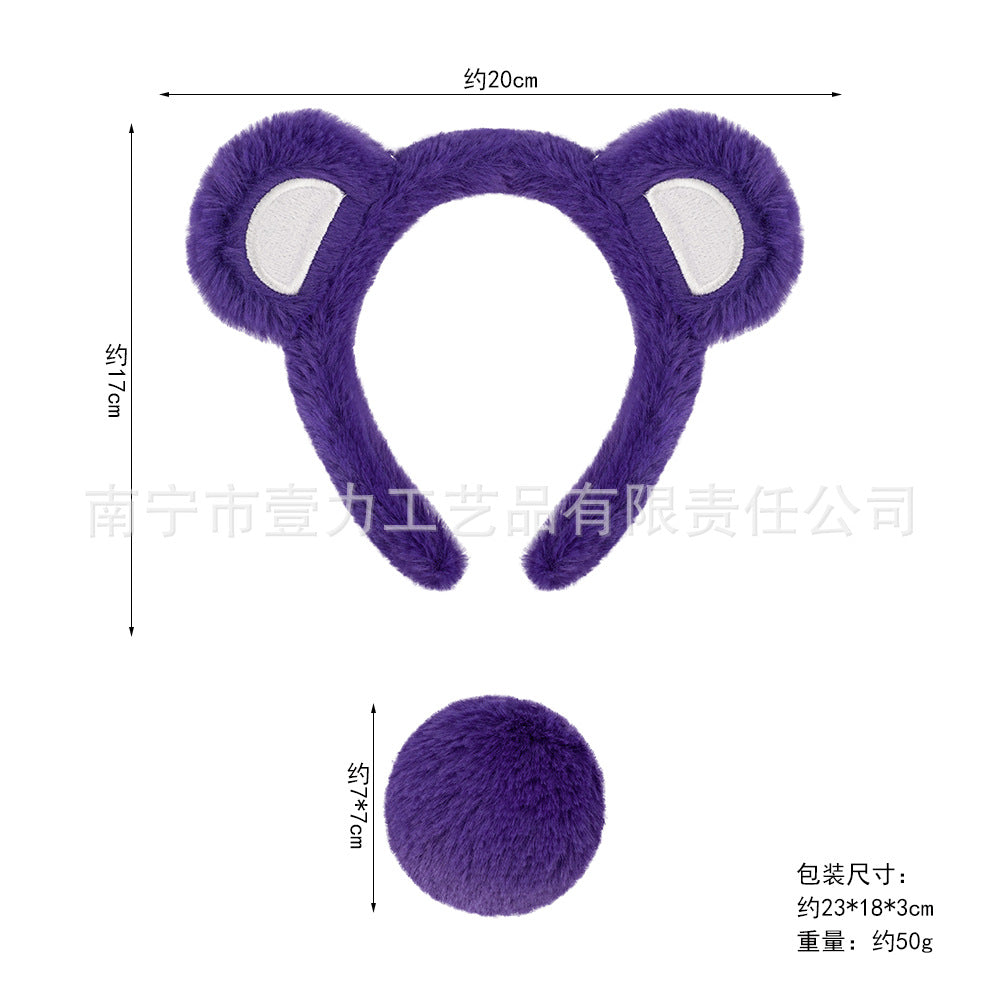 5pcs/Set Halloween Animal Headband Bear Ears Strawberry Bear Plush Nose Set