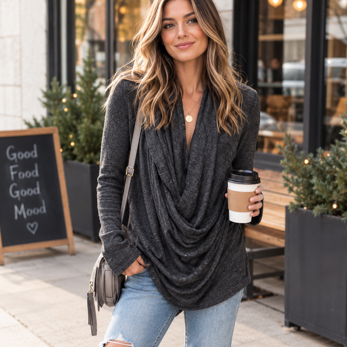 Women's Irregular V-Neck Long Sleeve Blouse
