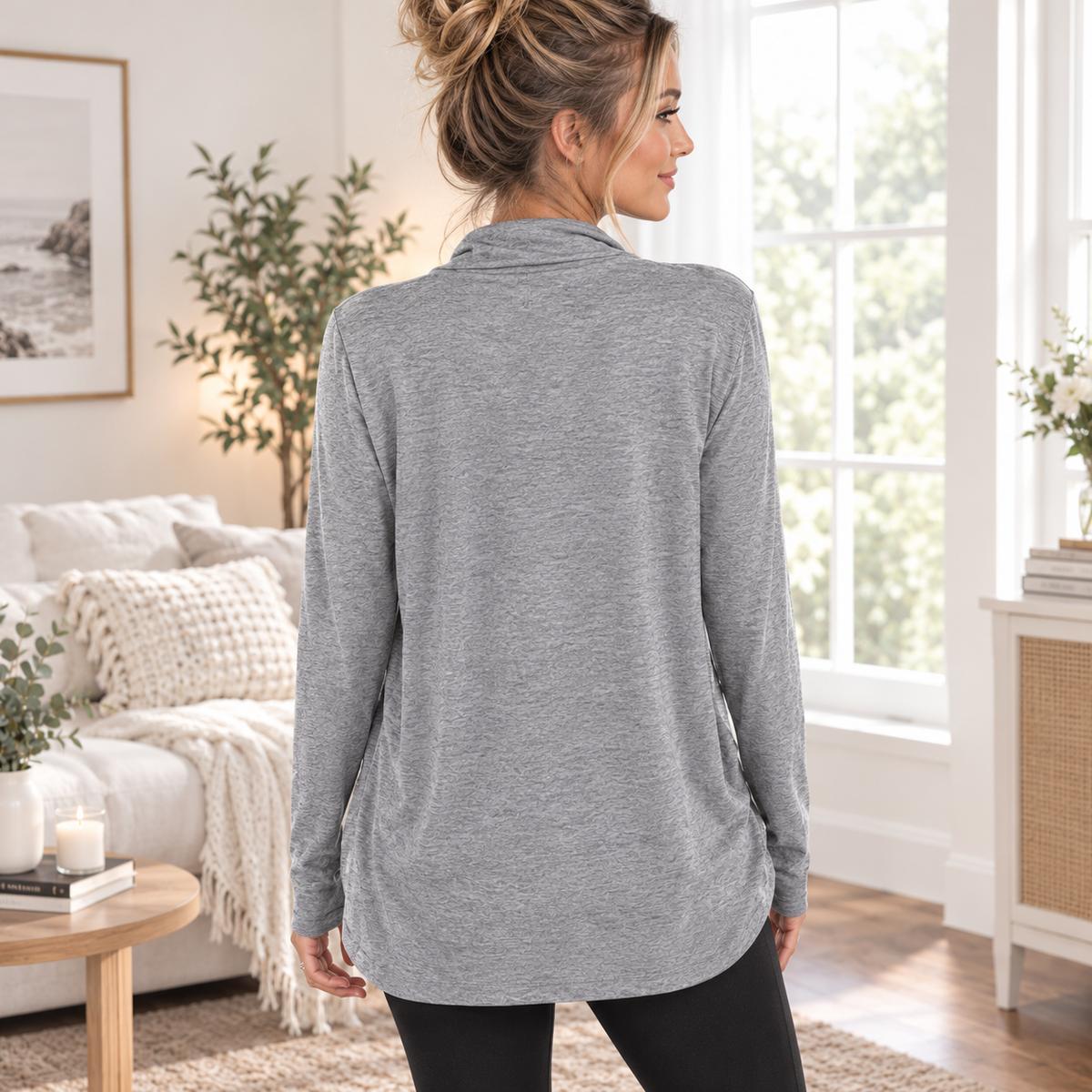 Women's Irregular V-Neck Long Sleeve Blouse