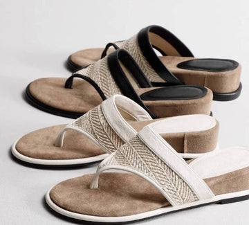 Vintage Casual Genuine Leather Thick Sole Toe-Split Sandals