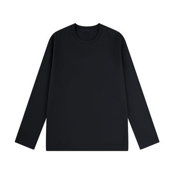 100% Cotton Simple Solid Color Round Neck Long Sleeves Pullover