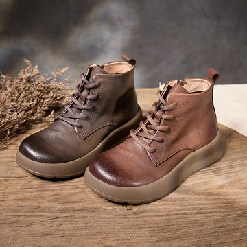 Retro Genuine Leather Classic Soft Flat Sole Ankle Boots