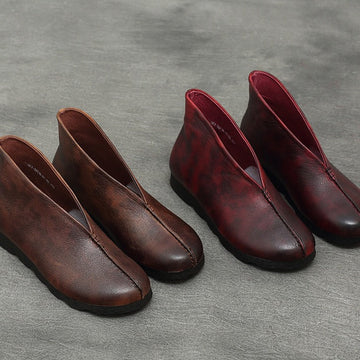 Spring Retro Leather Soft Flat Sole Everyday Shoes
