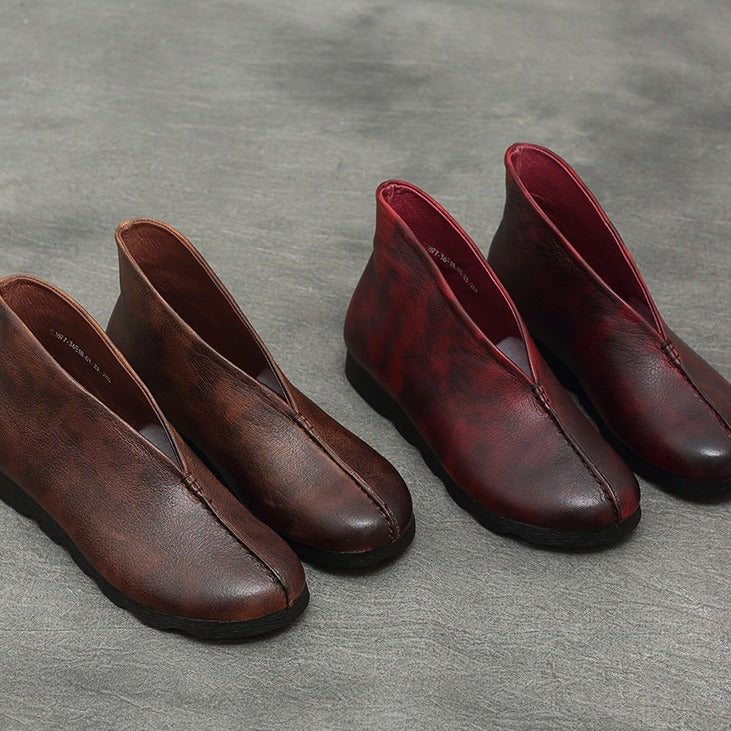 Spring Retro Leather Soft Flat Sole Everyday Shoes