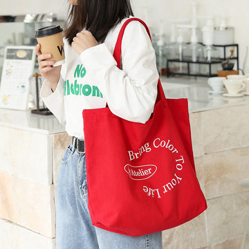 Women Casual Canvas Retro Simple Printed Stylish Tote Bag