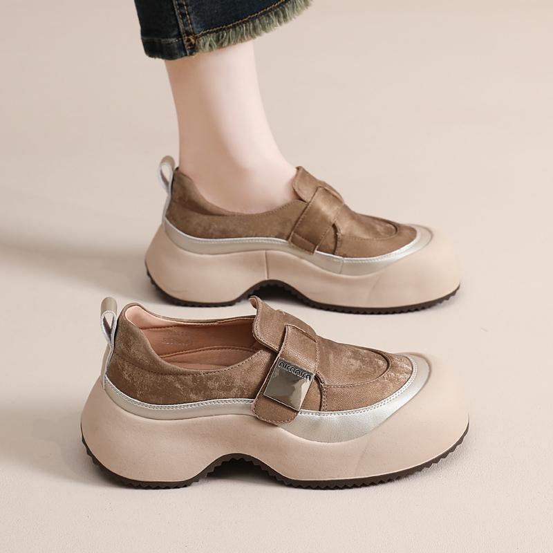 Casual Leather Thick Soft Sole Versatile Everyday Flat Shoes