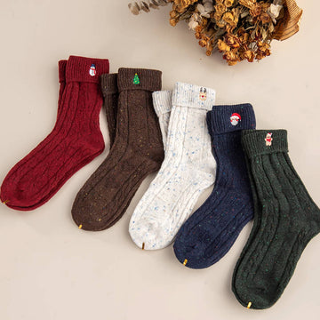 Winter Wool Christmas Theme Warm Thick Socks Set
