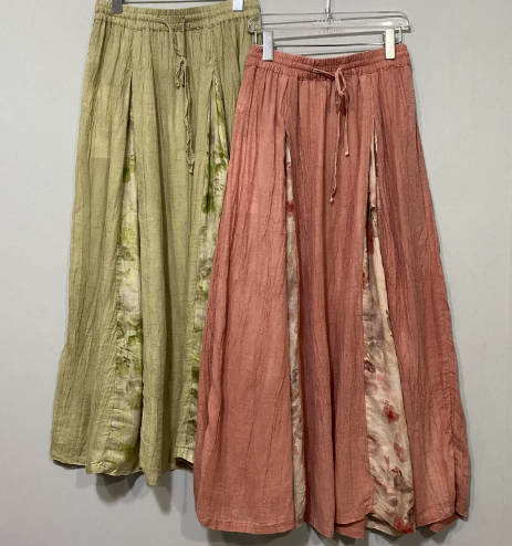 Vintage Ramie High Waisted Floral Patchwork Skirt