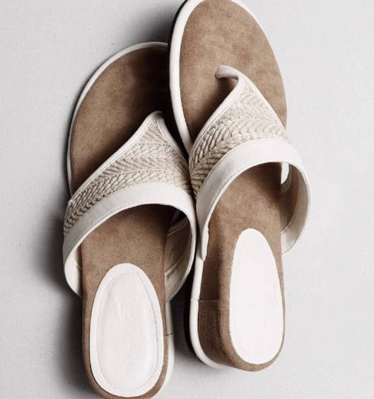 Vintage Casual Genuine Leather Thick Sole Toe-Split Sandals