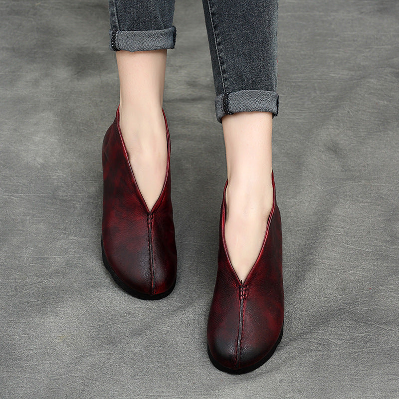 Spring Retro Leather Soft Flat Sole Everyday Shoes