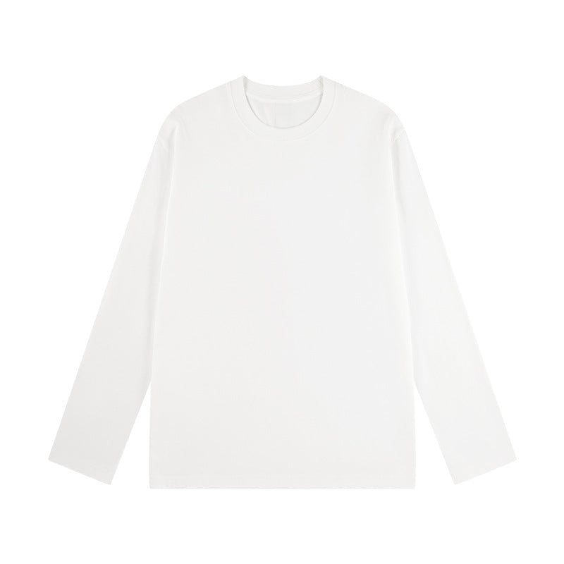 100% Cotton Simple Solid Color Round Neck Long Sleeves Pullover