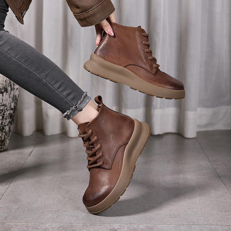 Retro Genuine Leather Classic Soft Flat Sole Ankle Boots