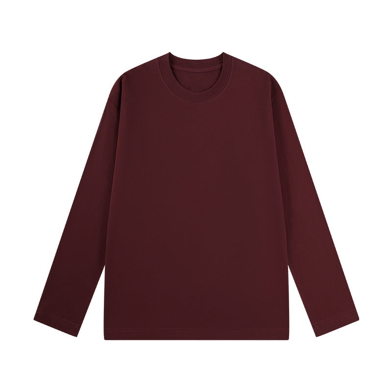 100% Cotton Simple Solid Color Round Neck Long Sleeves Pullover