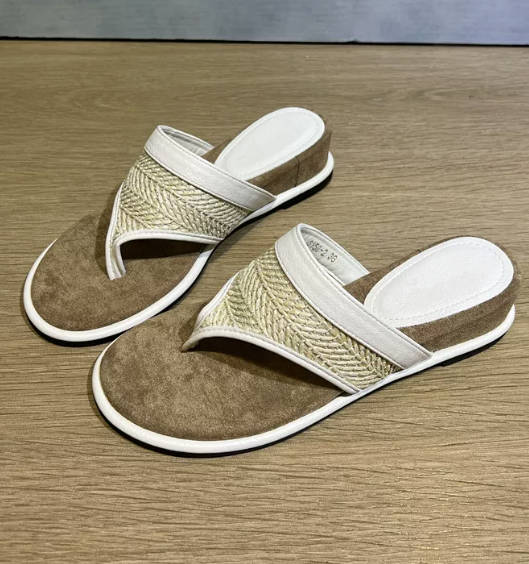 Vintage Casual Genuine Leather Thick Sole Toe-Split Sandals