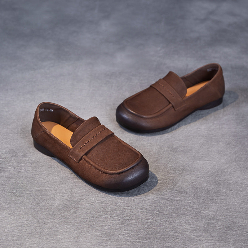 Babakud Women Spring Handmade Genuine Leather Vintage Flats with Soft Sole
