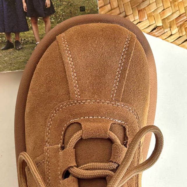 Retro Leather Sueded Round Toe Lace-Up Soft Sole Flat Shoes