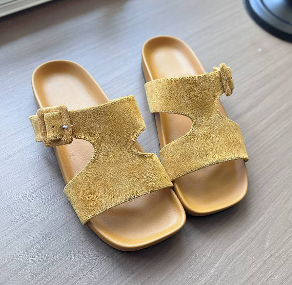 Vintage Casual Open Toe Suede Leather Casual Slide Versatile Sandals
