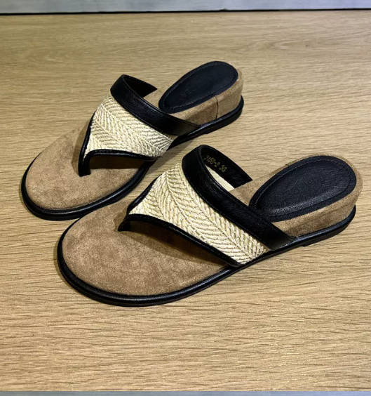Vintage Casual Genuine Leather Thick Sole Toe-Split Sandals