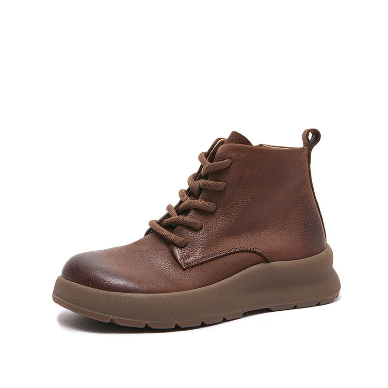 Retro Genuine Leather Classic Soft Flat Sole Ankle Boots