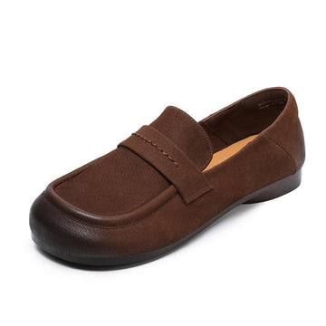 Babakud Women Spring Handmade Genuine Leather Vintage Flats with Soft Sole