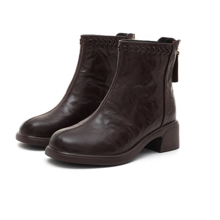 Genuine Leather Winter Retro Soft Sole Plus Size Plush Warm Boots