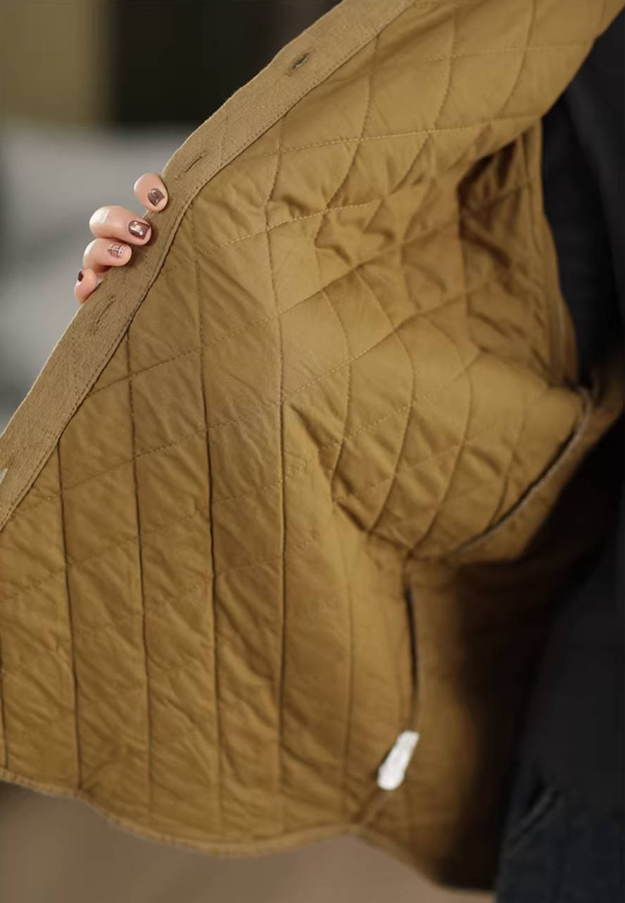 Winter Cotton Retro Solid Color Slim Cotton-In Shirt Coat