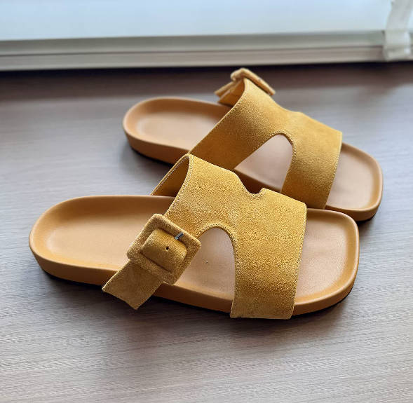 Vintage Casual Open Toe Suede Leather Casual Slide Versatile Sandals