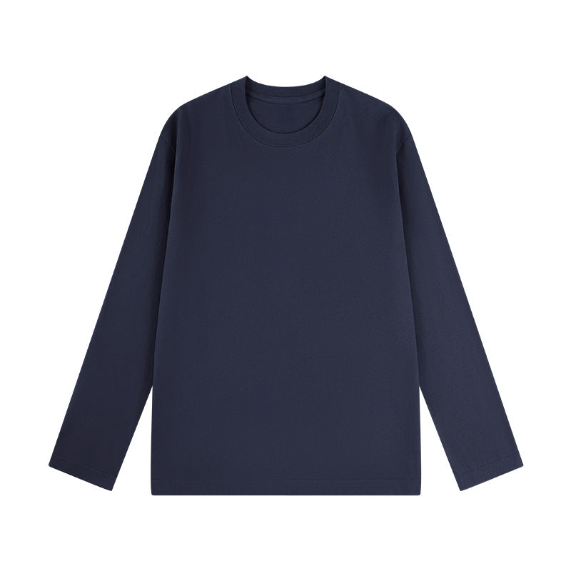 100% Cotton Simple Solid Color Round Neck Long Sleeves Pullover
