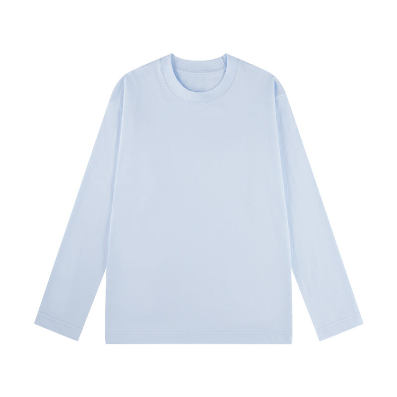 100% Cotton Simple Solid Color Round Neck Long Sleeves Pullover