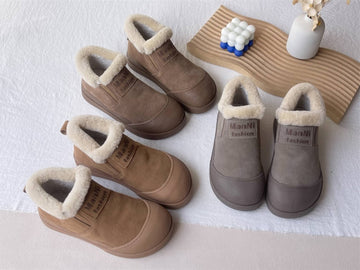 Retro Sueded Patchwork Fleece-Lined Soft Sole Warm Ankle Boots