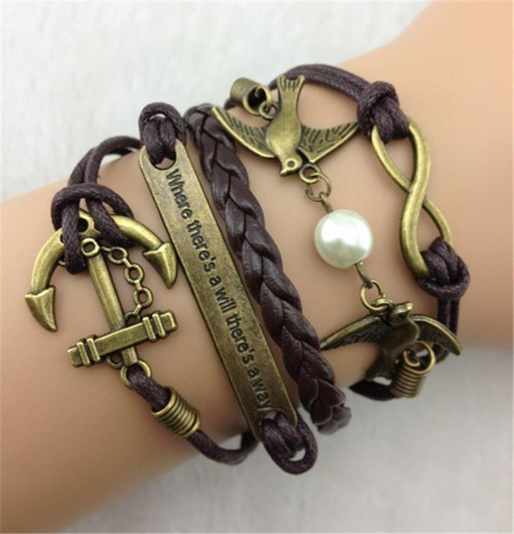 ROMANTIC DOVE ANCHOR ELEMENT FASHION BRACELETS