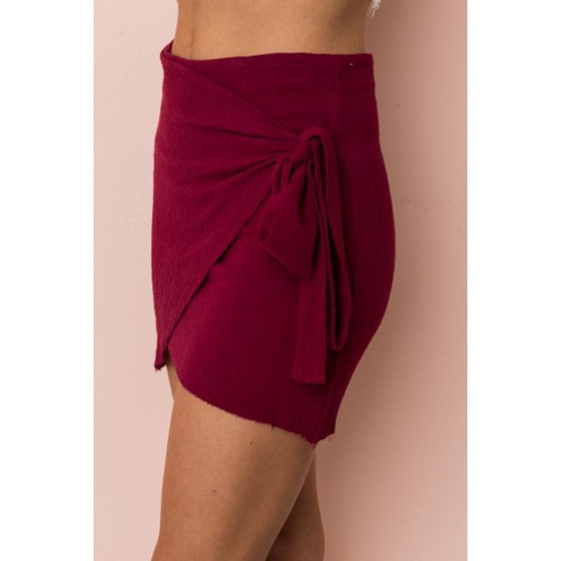 PURE COLOR BODYCON STRAPS SLIM SHORT SKIRT