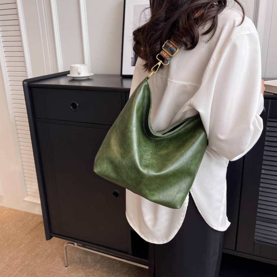 Square Leather Casual Daily High-Capacity Tote Bag