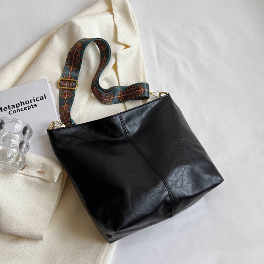 Square Leather Casual Daily High-Capacity Tote Bag