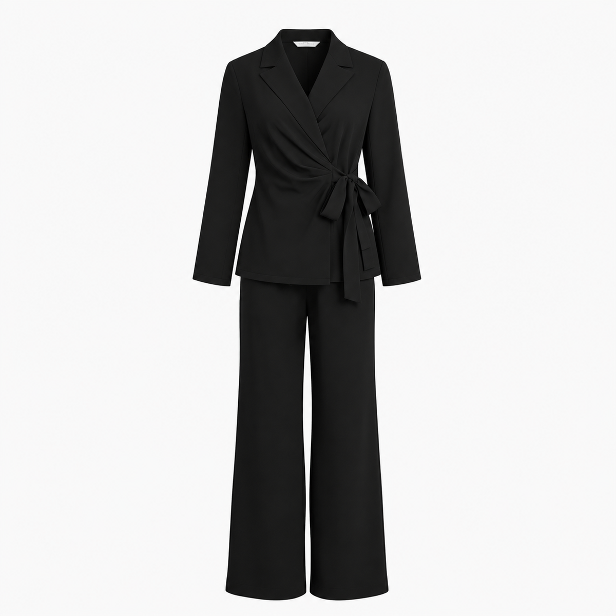 Wrap Tie Blazer & Wide Leg Pants Set