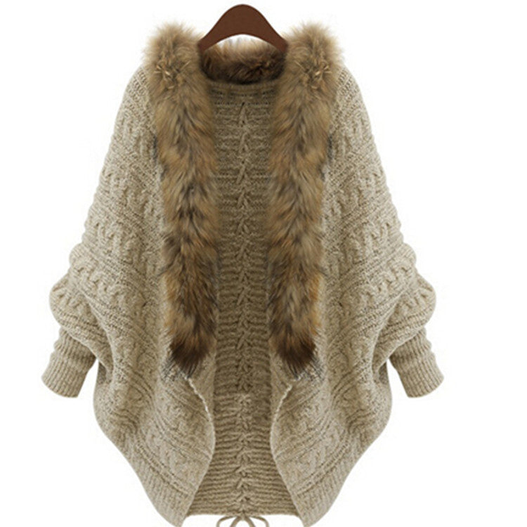 BATWING SPLICING LAPEL CONTRAST COLOR ASYMMETRIC CARDIGAN