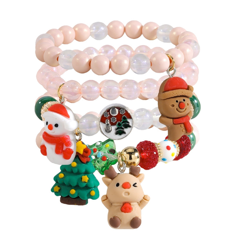 Santa Claus Christmas Tree Snowman Bracelet Set