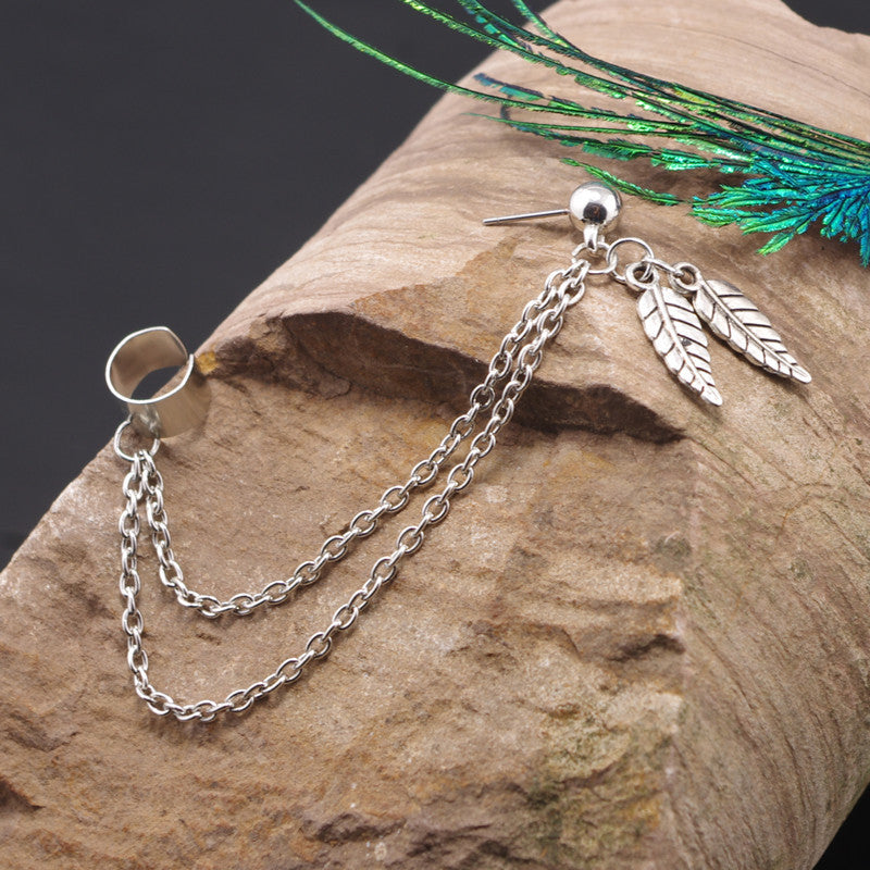 SIMPLE LEAF TASSELS EARRINGS