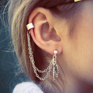 SIMPLE LEAF TASSELS EARRINGS