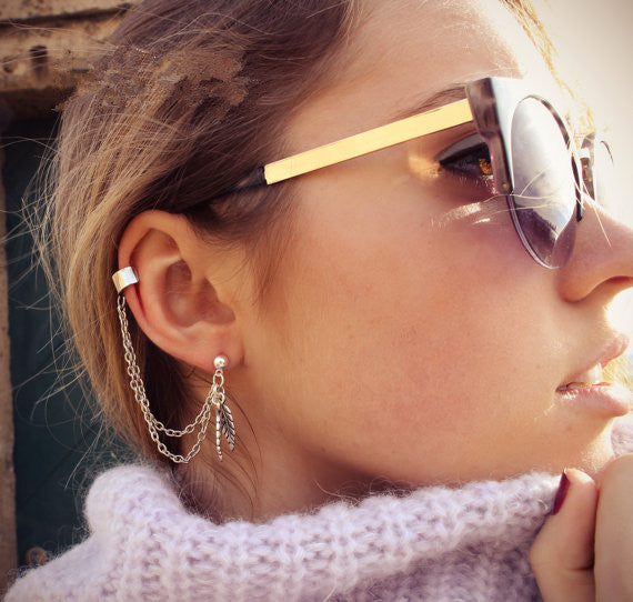 SIMPLE LEAF TASSELS EARRINGS