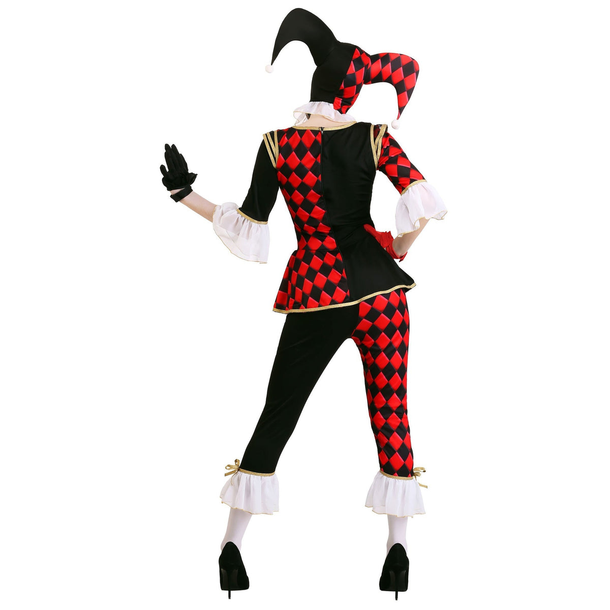 M-XL Halloween Scary Clown Costume Red Black Plaid Party Outfit